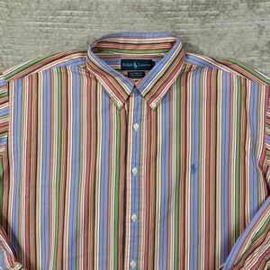 Ralph‎ Lauren XXL Custom Fit Multi Color Striped Cotton Button Down Shirt Mens